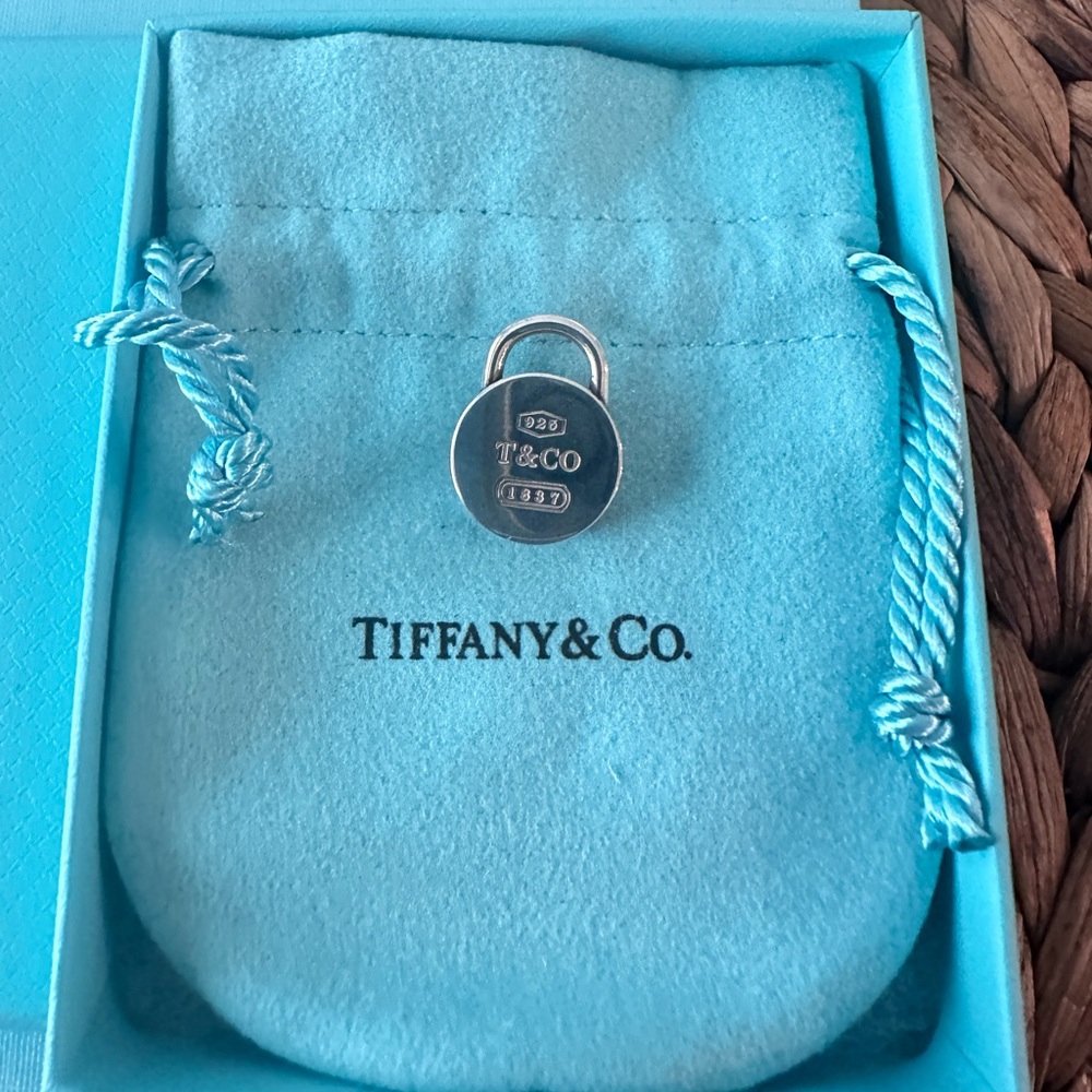 Authentic Tiffany and Co silver round TCO lock charm - Picture 2 of 5